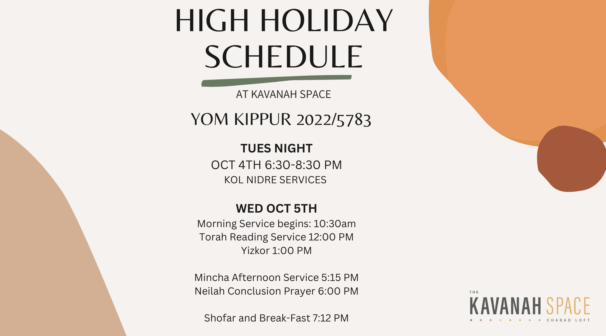 HIGH HOLIDAYS AT KAVANAH